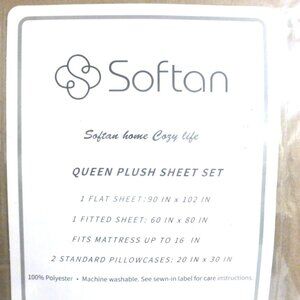 16" Mattress Queen Size BED SHEET SET FLEECE Sheet Set Pillow Case Fitted